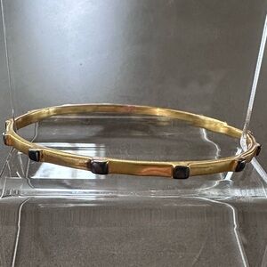 Julie Vos 24K Gold Plate and Gray Enamel Studded Bangle Bracelet